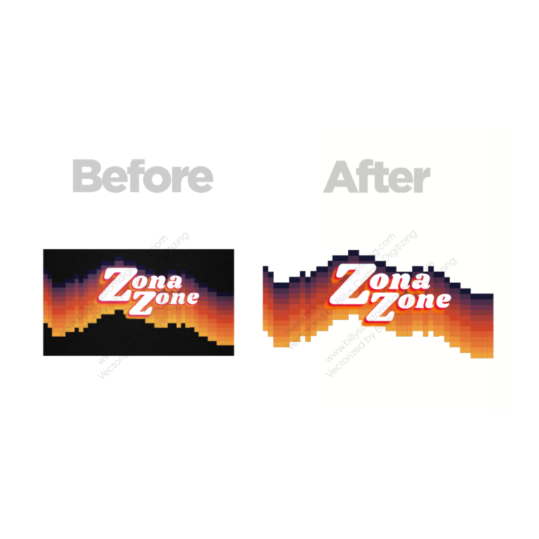 Before and after of a design through vector art