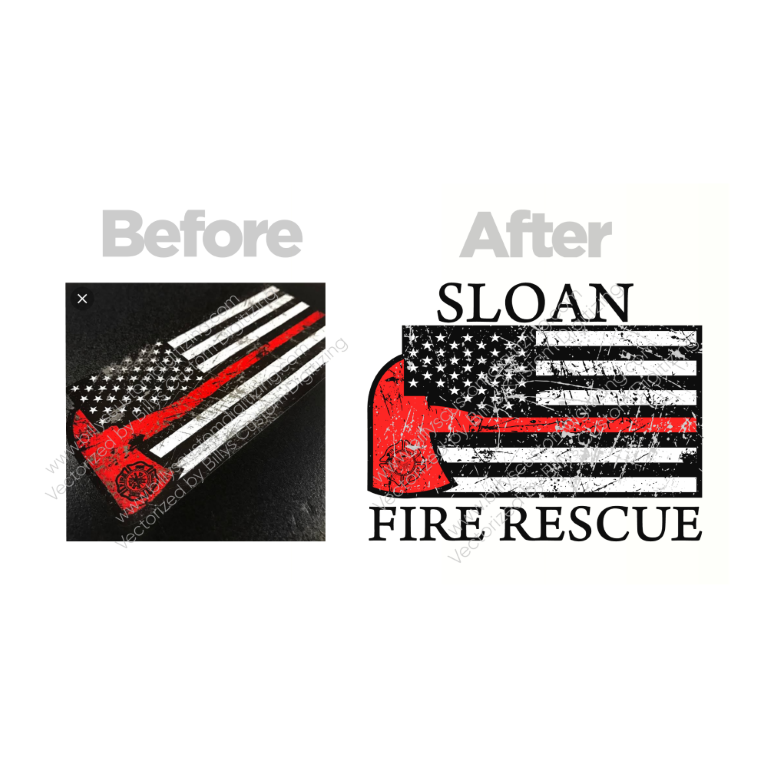 Before and after of a design through vector art