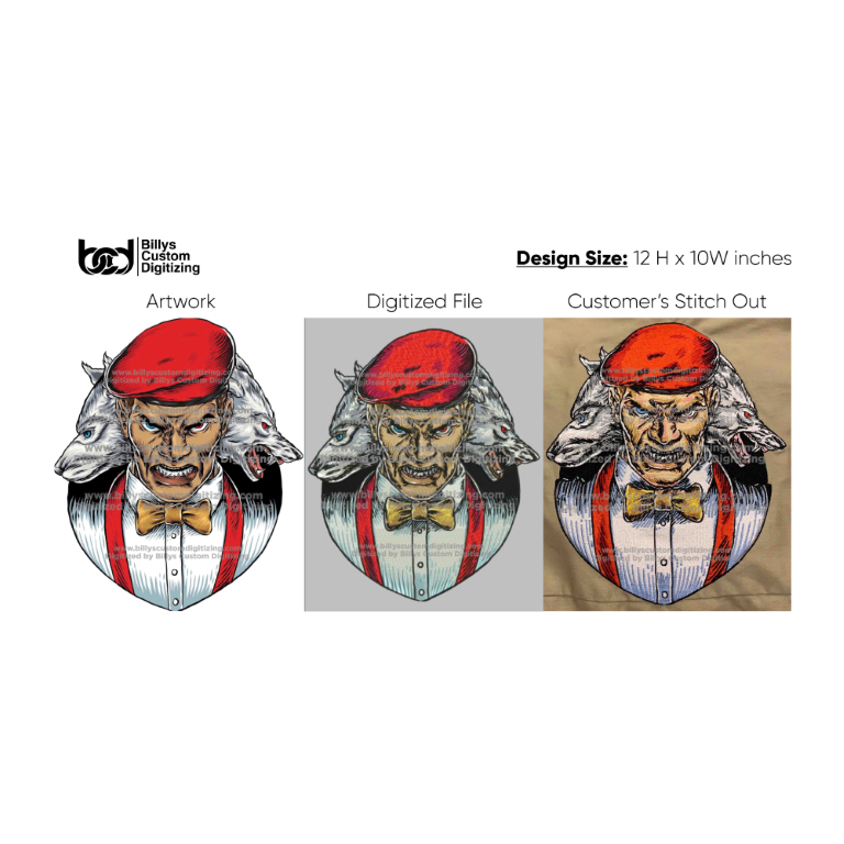 Artwork in digitized and stitch form